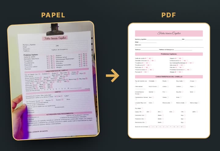 Ficha en papel convertida a PDF con el mismo diseño